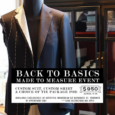 Back To Basics: Made-To-Measure Event April 9th to 26th