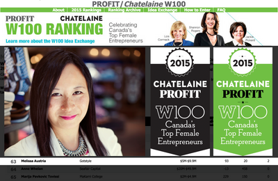 Founder Melissa Austria Named One of Canada's Top Female Entrepreneurs by PROFITt/Chantelaine W100