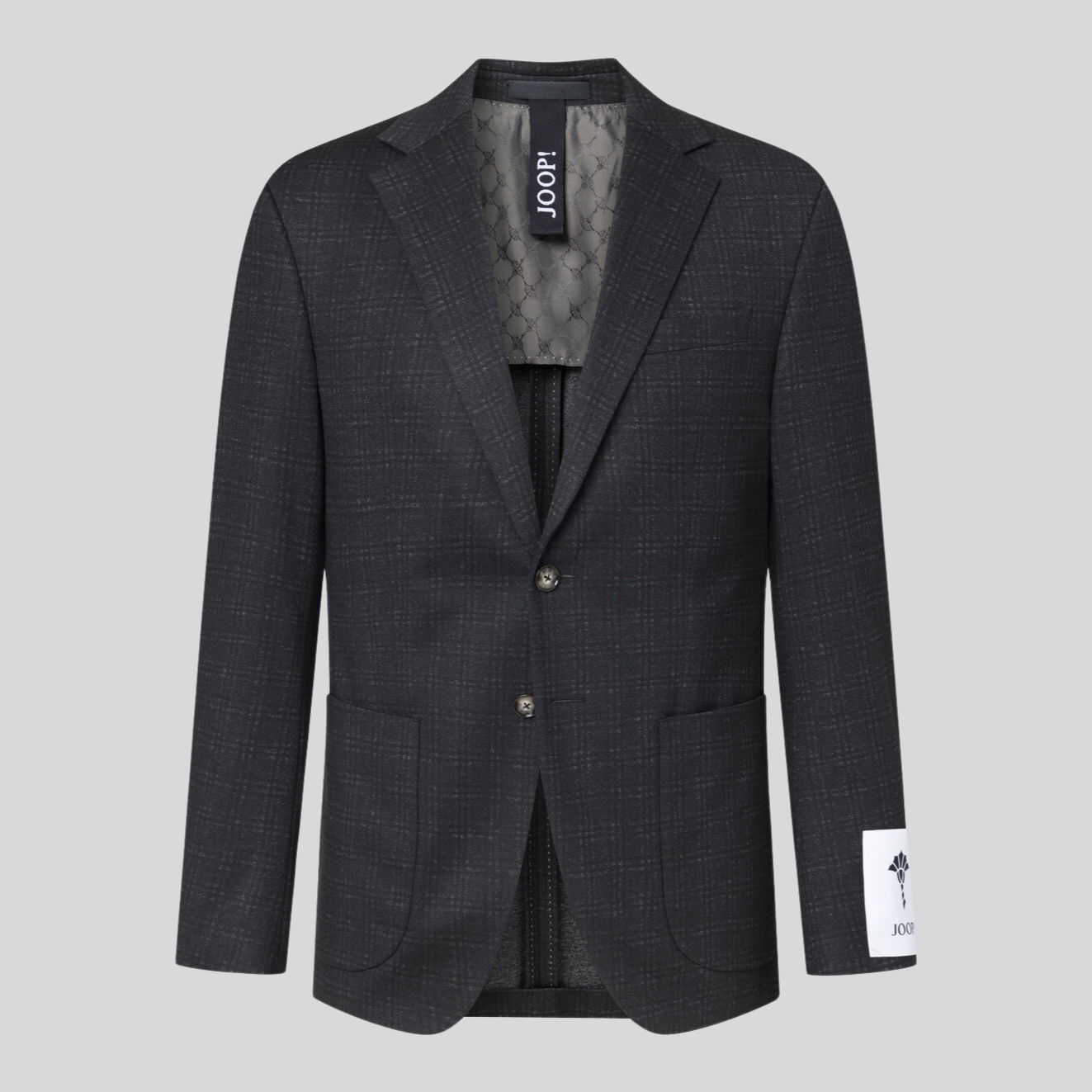 Subtle Plaid Checks Patch Pocket Blazer - Charcoal