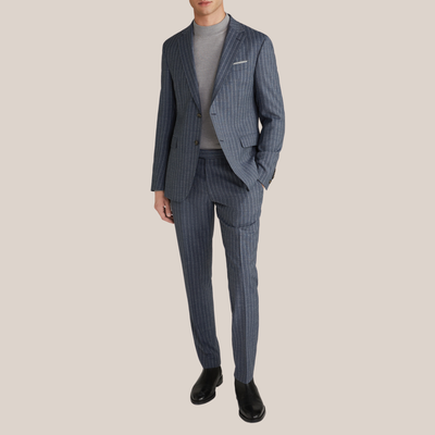 Gotstyle Fashion - Joop! Suits Broken Pinstripe Stretch Wool Suit - Blue