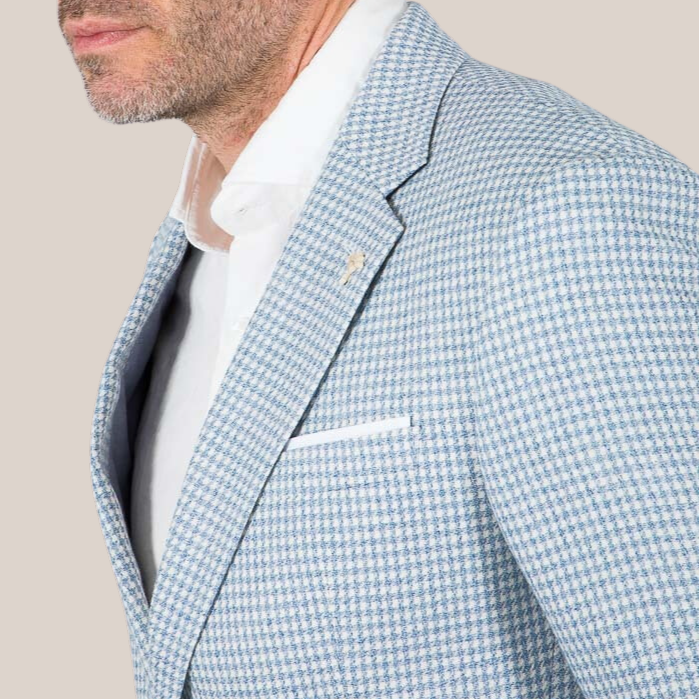 Gotstyle Fashion - Joop! Blazers Houndstooth Cotton / Linen Blazer - Light Blue