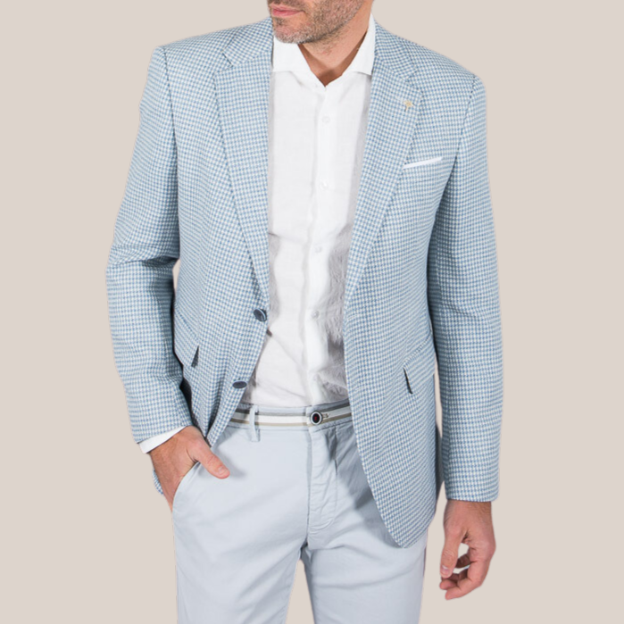 Gotstyle Fashion - Joop! Blazers Houndstooth Cotton / Linen Blazer - Light Blue