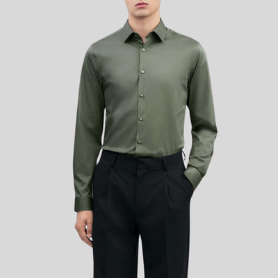 Gotstyle Fashion - Tiger Of Sweden Collar Shirts Twill Stretch Cotton Blend Shirt - Sage