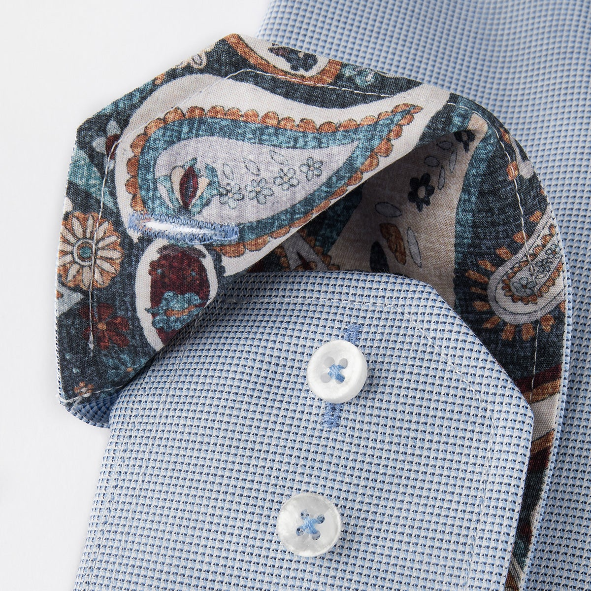 Gotstyle Fashion - Oscar Of Sweden Collar Shirts Micro Geometric Pattern Shirt - Blue