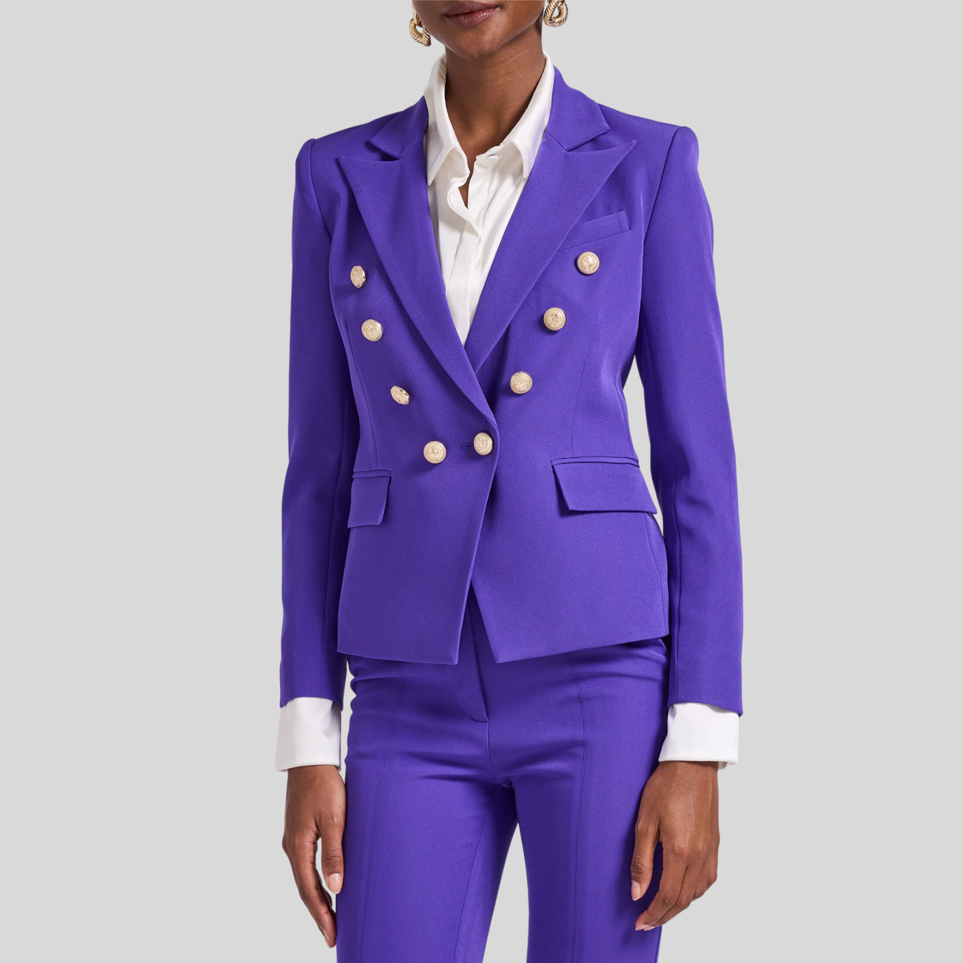 Gotstyle Fashion - Generation Love Blazers Tailored Double Breasted Smooth Crepe Blazer - Purple