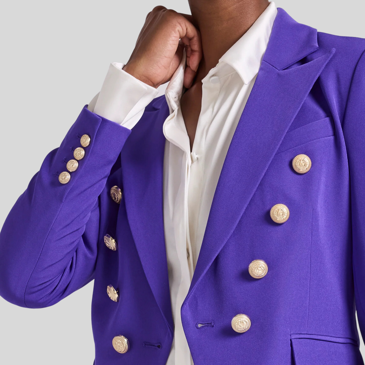 Gotstyle Fashion - Generation Love Blazers Tailored Double Breasted Smooth Crepe Blazer - Purple