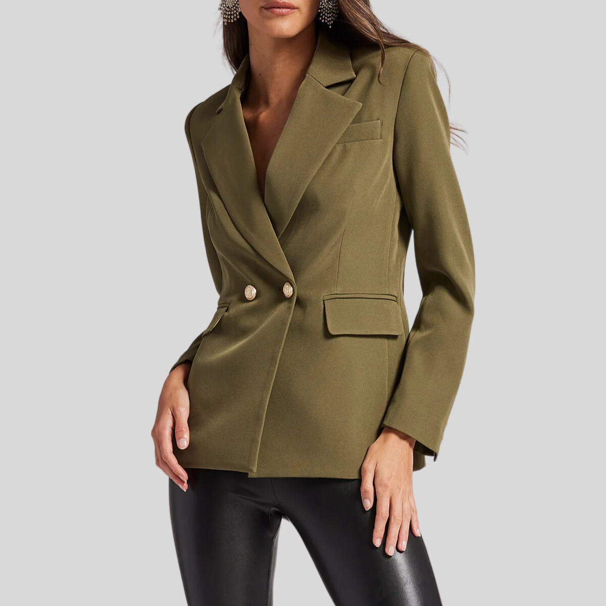 Gotstyle Fashion - Generation Love Blazers Double Button Crepe Blazer - Olive