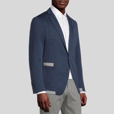 Gotstyle Fashion - Christopher Bates Blazers Patch Pocket Double Face Contrast Jersey Blazer - Navy