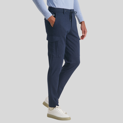 Gotstyle Fashion - Blue Industry Pants Melange Jersey Drawstring Cargo Pants - Navy