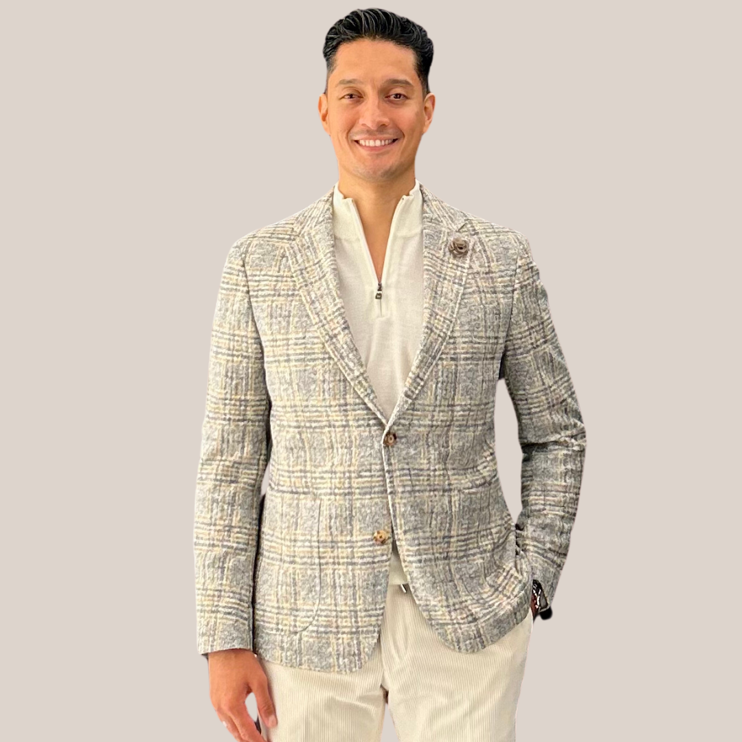 Plaid Checks Patch Pocket Blazer - Grey