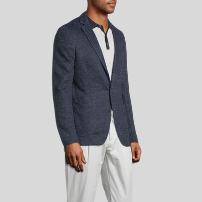 Gotstyle Fashion - Christopher Bates Blazers Patch Pocket Melange Jersey Knit Blazer - Navy