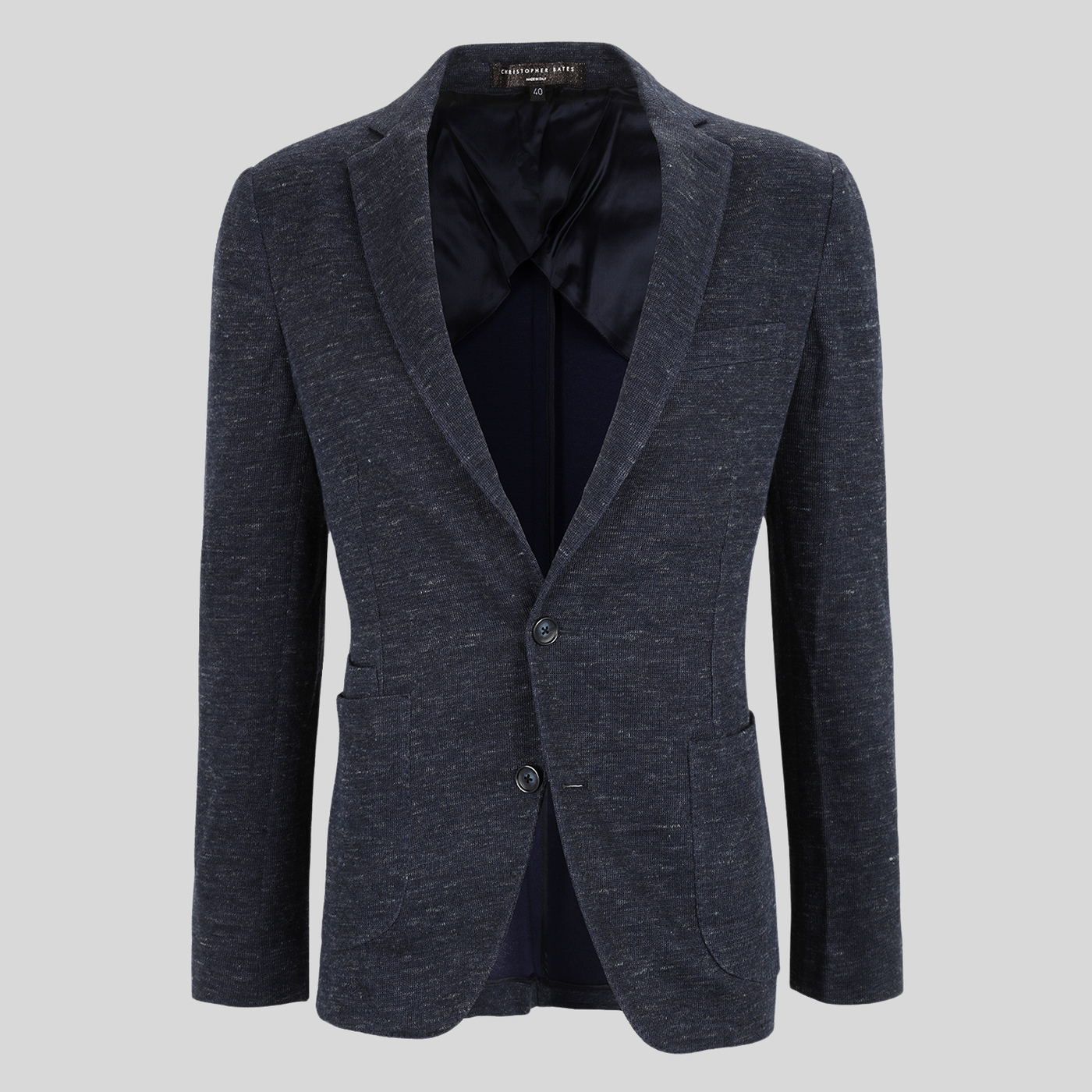 Gotstyle Fashion - Christopher Bates Blazers Patch Pocket Melange Jersey Knit Blazer - Navy