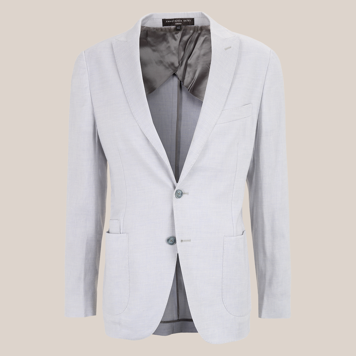 Gotstyle Fashion - Christopher Bates Blazers Patch Pocket Peak Lapel Stretch Linen Blazer - Light Grey