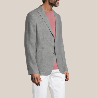 Gotstyle Fashion - Christopher Bates Blazers Patch Pocket Peak Lapel Linen Blazer - Grey