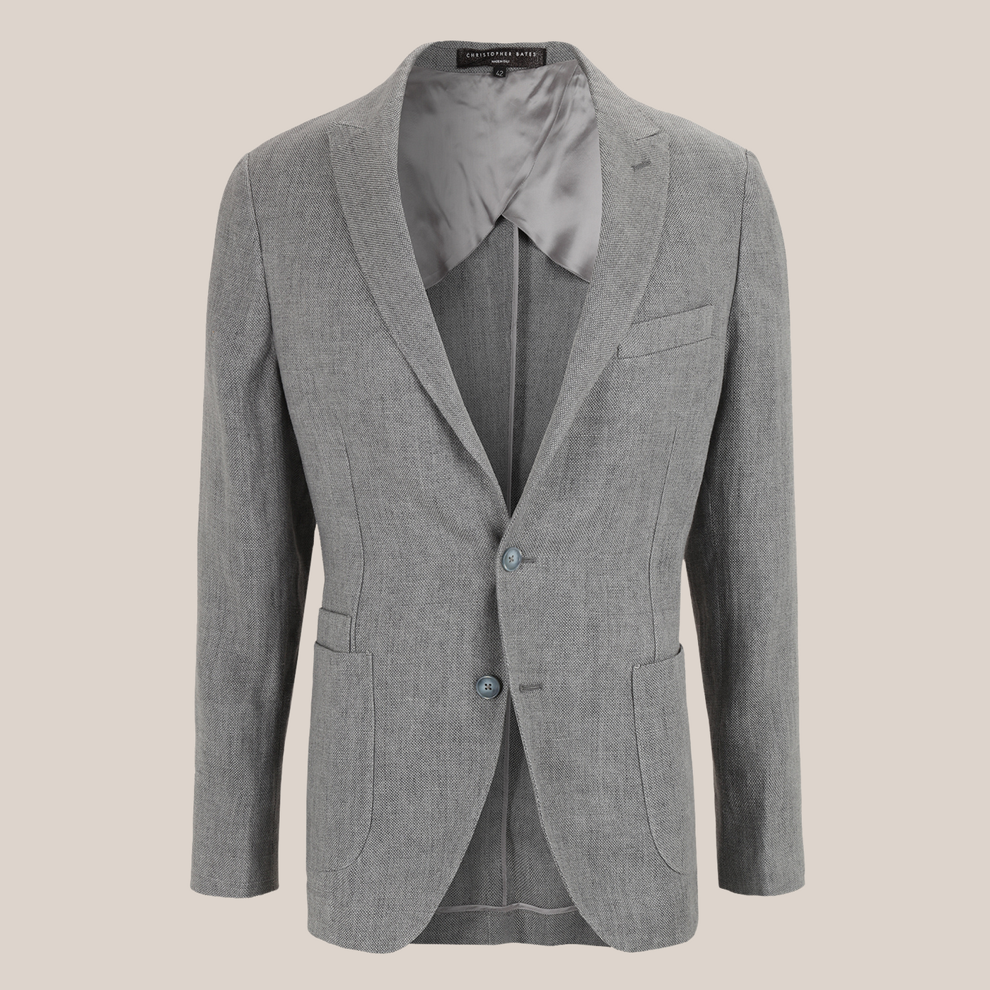 Gotstyle Fashion - Christopher Bates Blazers Patch Pocket Peak Lapel Linen Blazer - Grey