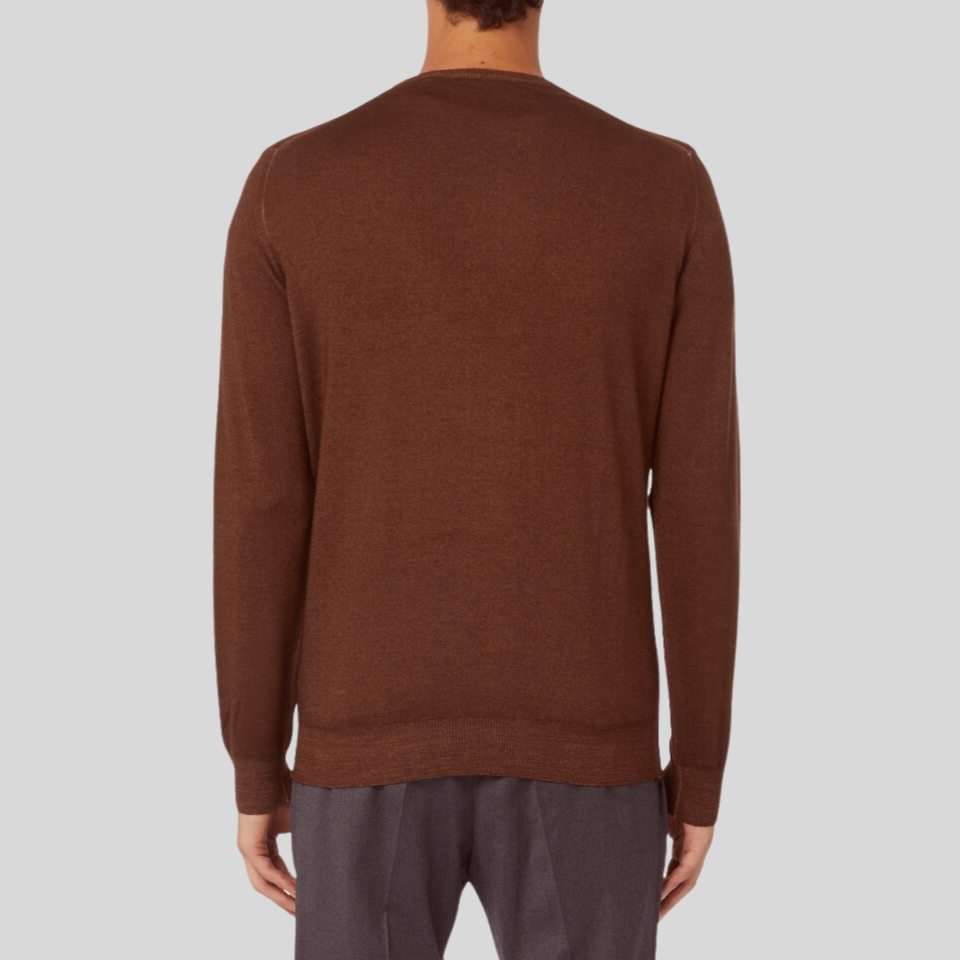 Washed Merino Crew Knit Sweater - Rust