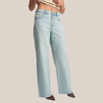 Gotstyle Fashion - One Teaspoon Denim 90s Vibe Mid Waist Wide Leg Flare Jeans - Light Blue