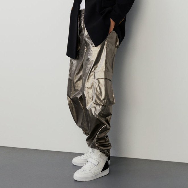 Gotstyle Fashion - Sofie Schnoor Pants Shiny Cargo Pants Drawstring Waist - Silver