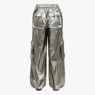 Gotstyle Fashion - Sofie Schnoor Pants Shiny Cargo Pants Drawstring Waist - Silver