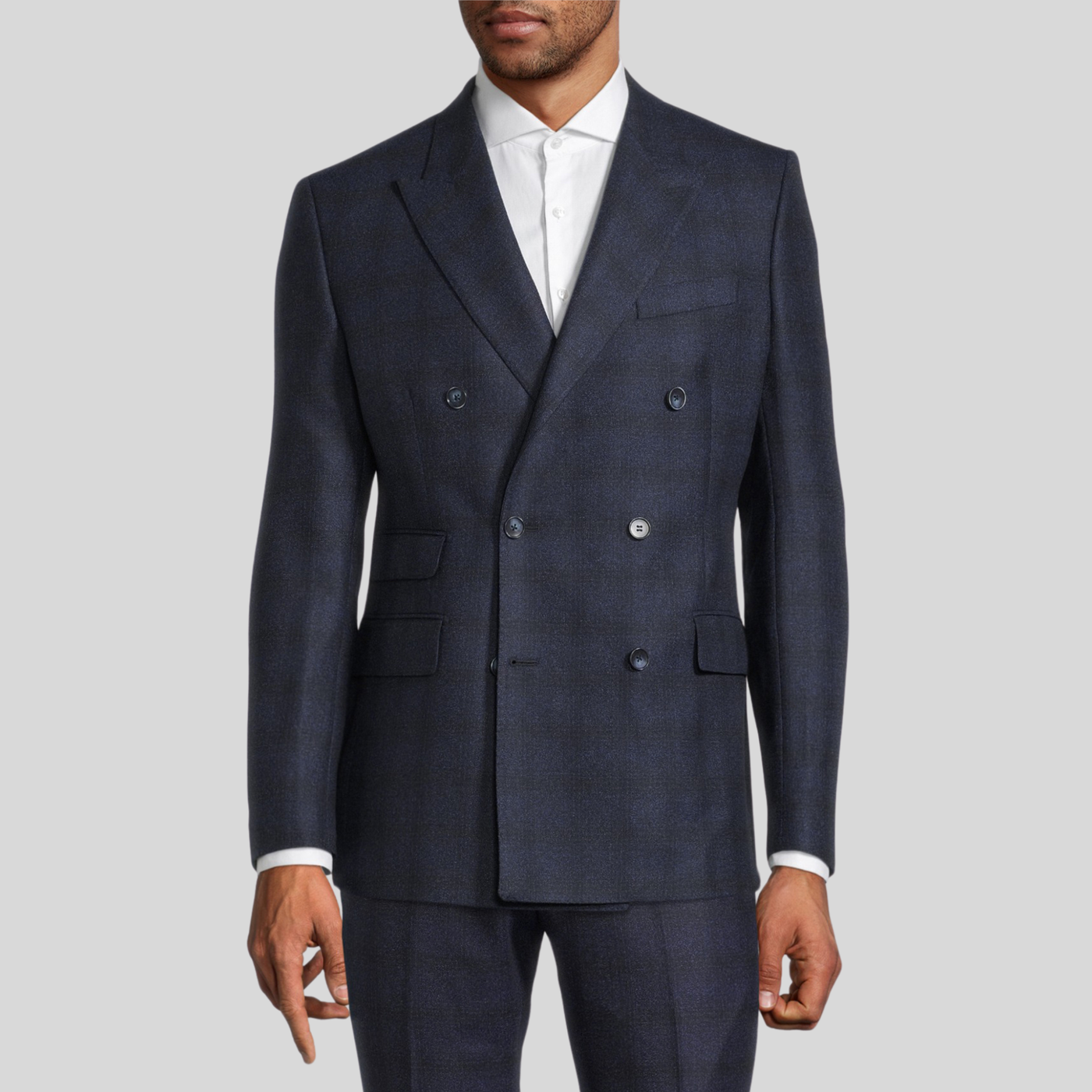 Gotstyle Fashion - Christopher Bates Blazers Shadow Checks Double Breasted Jacket - Navy