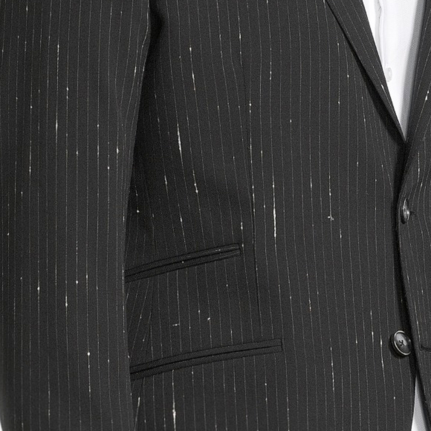 Gotstyle Fashion - Christopher Bates Suits Shooting Star Pinstripe Peaked Jacket - Black