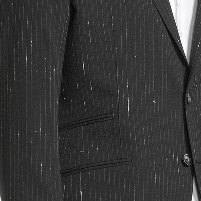 Gotstyle Fashion - Christopher Bates Suits Shooting Star Pinstripe Peaked Jacket - Black