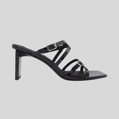 Gotstyle Fashion - Caverley Shoes Square Toe Multi Strap and Buckle Heel - Black