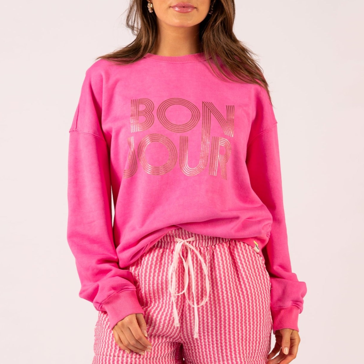 Gotstyle Fashion - We Are The Others Sweatshirts Bonjour Vintage Sweatshirt - Pink