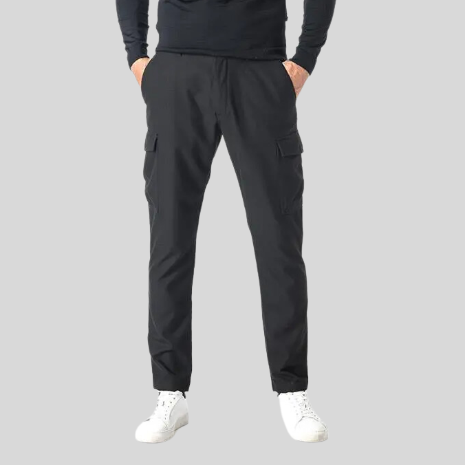 Soft Stretch Cotton Blend Cargo Pants - Black