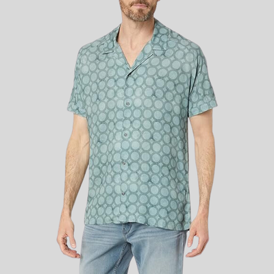 Gotstyle Fashion - Paige Collar Shirts Circles Print Cuban Collar Shirt - Mint