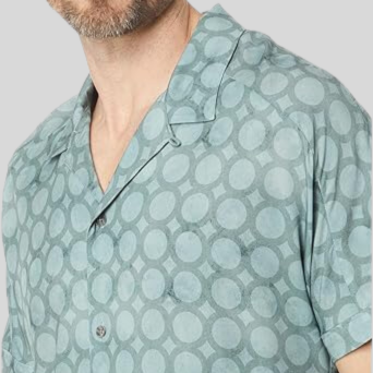 Gotstyle Fashion - Paige Collar Shirts Circles Print Cuban Collar Shirt - Mint