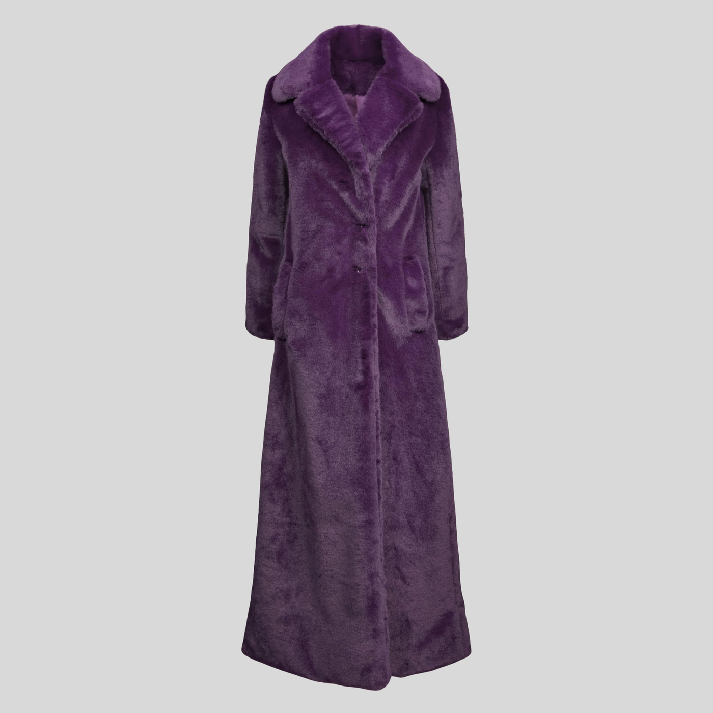 Faux Fur Long Teddy Coat - Purple