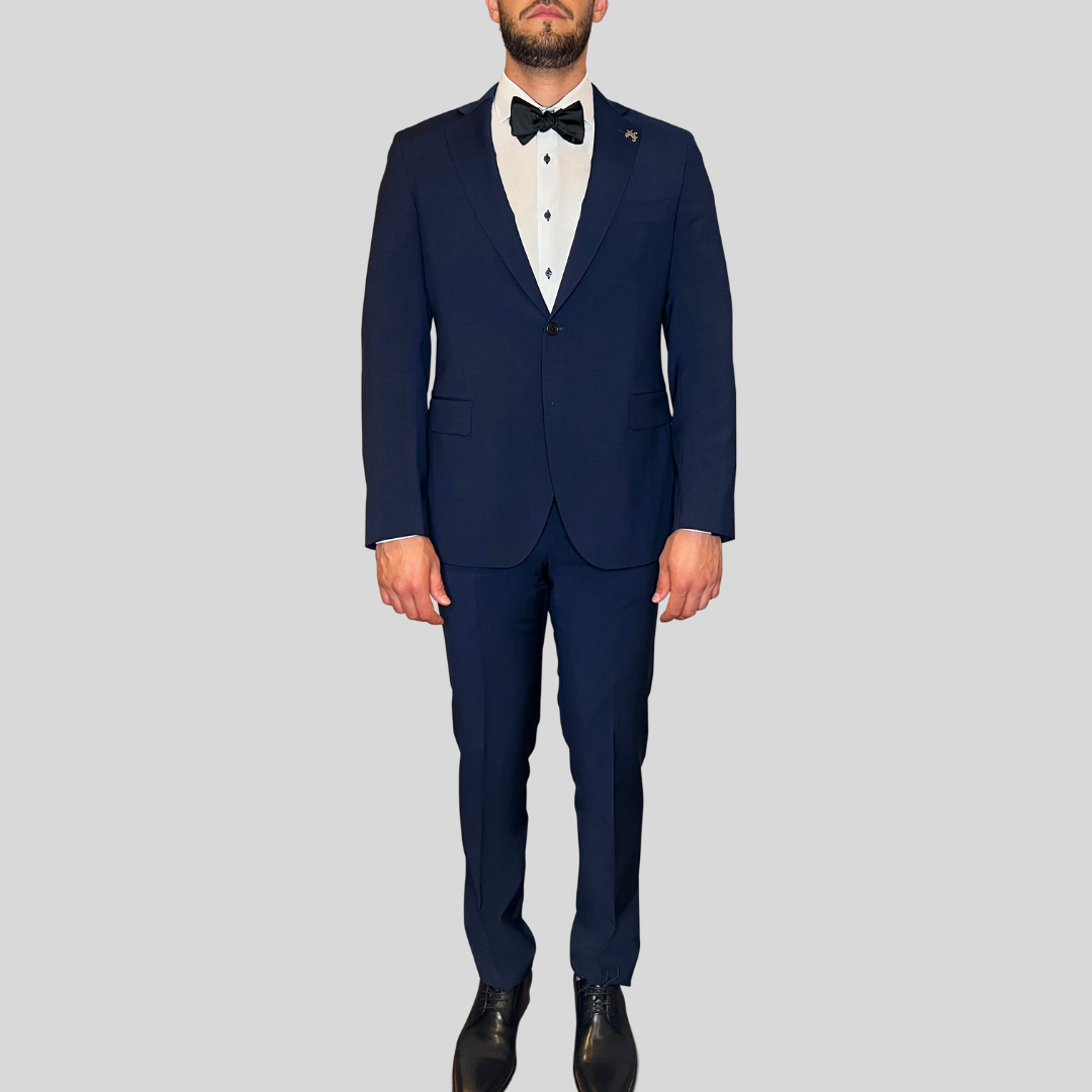 Gotstyle Fashion - Tombolini Suits Tonal Glen Check Wool Suit - Dark Navy