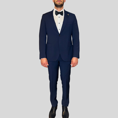 Gotstyle Fashion - Tombolini Suits Tonal Glen Check Wool Suit - Dark Navy