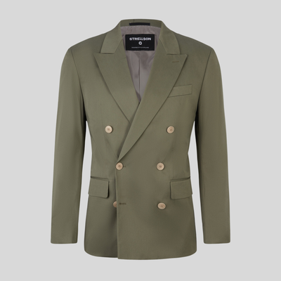 Gotstyle Fashion - Strellson Blazers Double Breasted Cotton Stretch Blazer - Olive