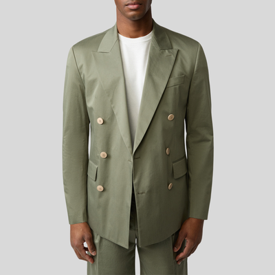 Gotstyle Fashion - Strellson Blazers Double Breasted Cotton Stretch Blazer - Olive