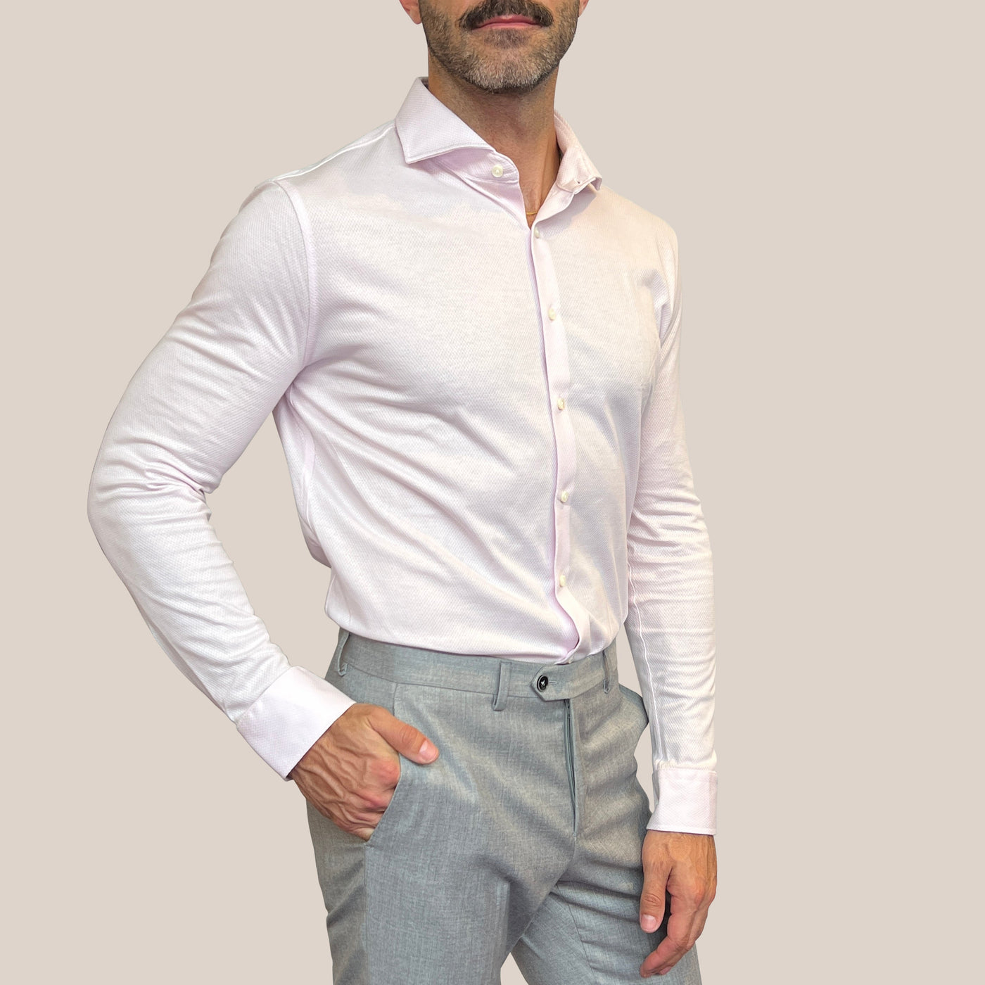 Gotstyle Fashion - Desoto Collar Shirts Textured Ovals Shirt - Pink