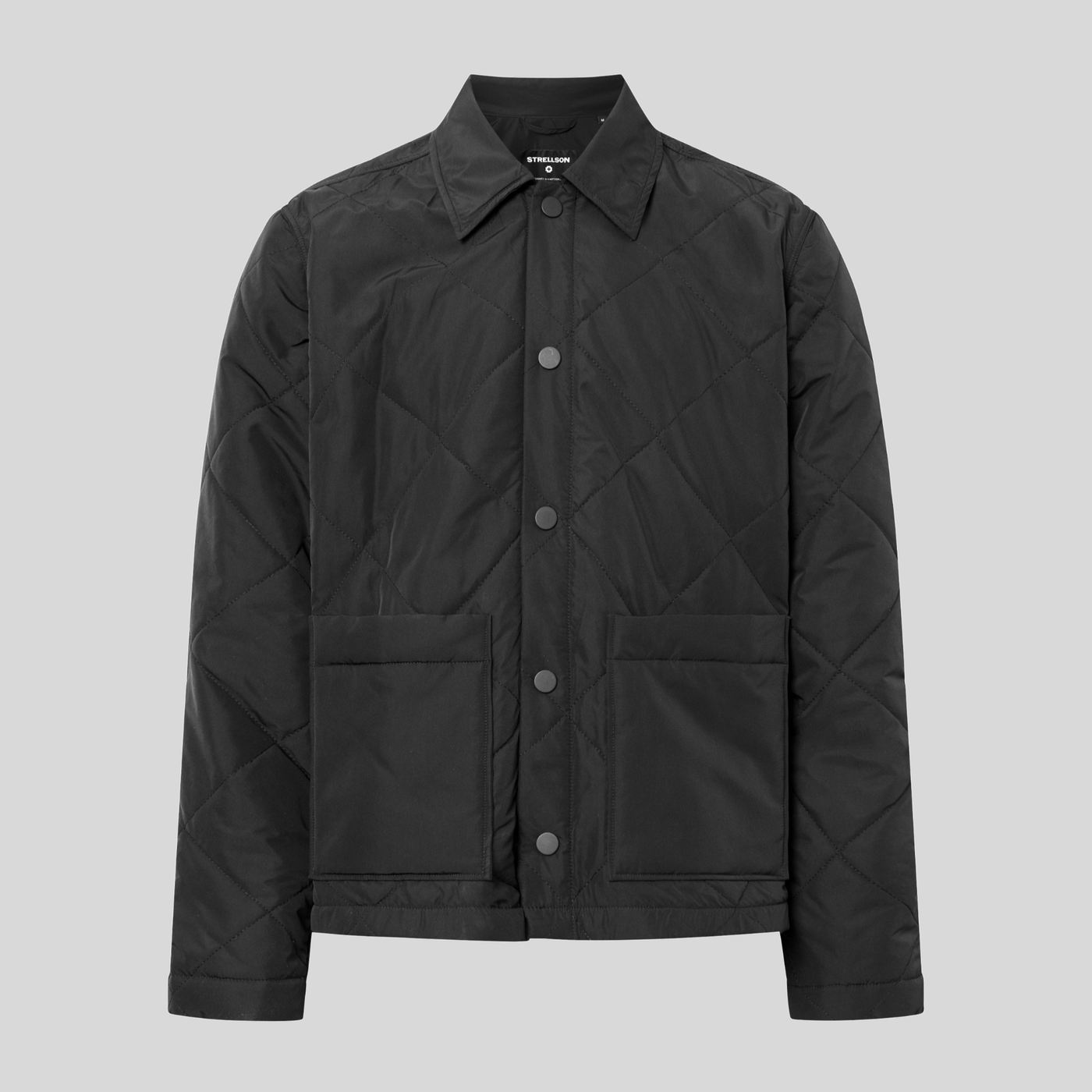 Diamond Quilted Patch Pocket Jacket - Black