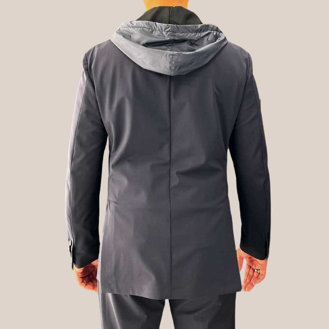 Technical Patch Pocket Blazer with Removable Hood - Navy