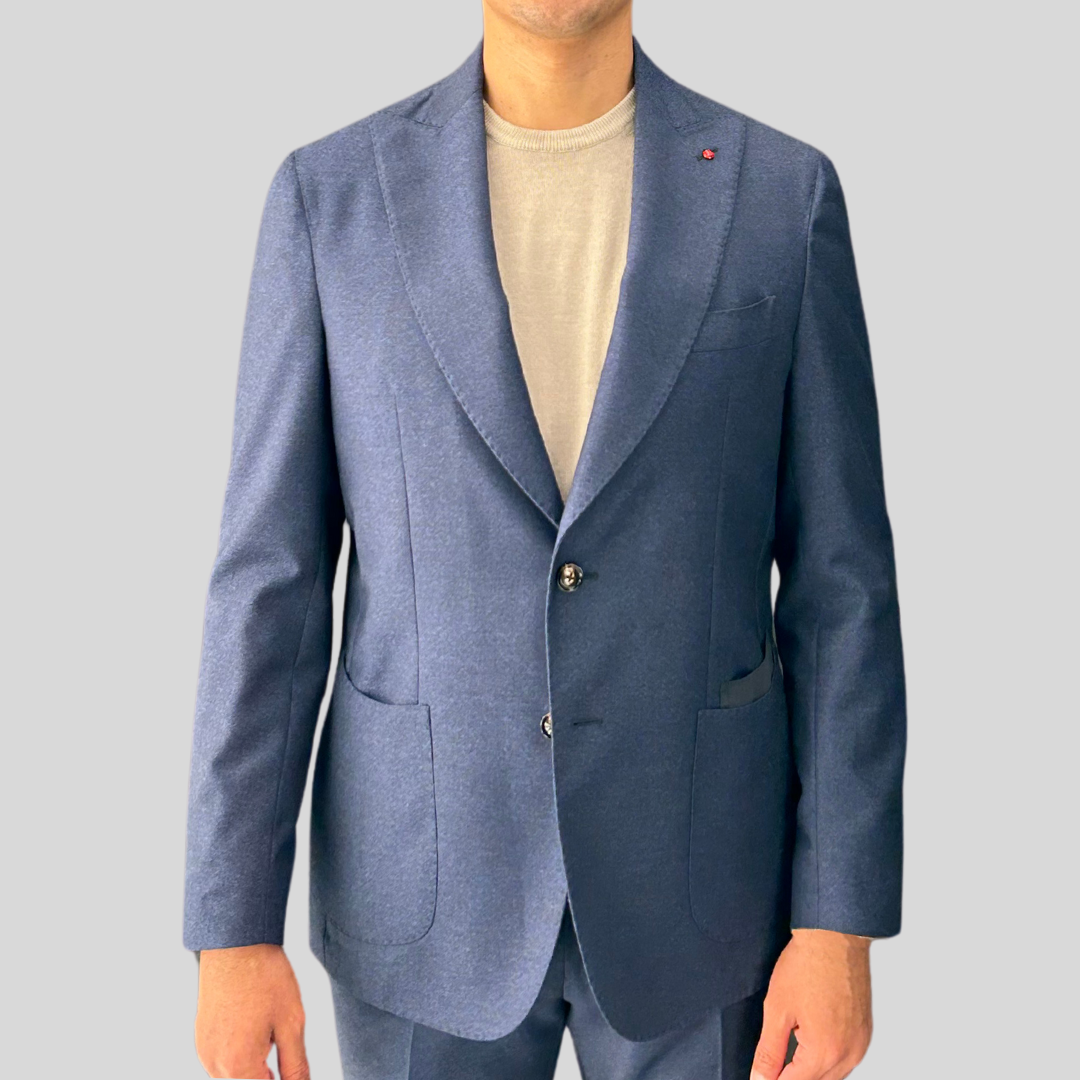 Patch Pocket Wool / Cotton Suit - Blue