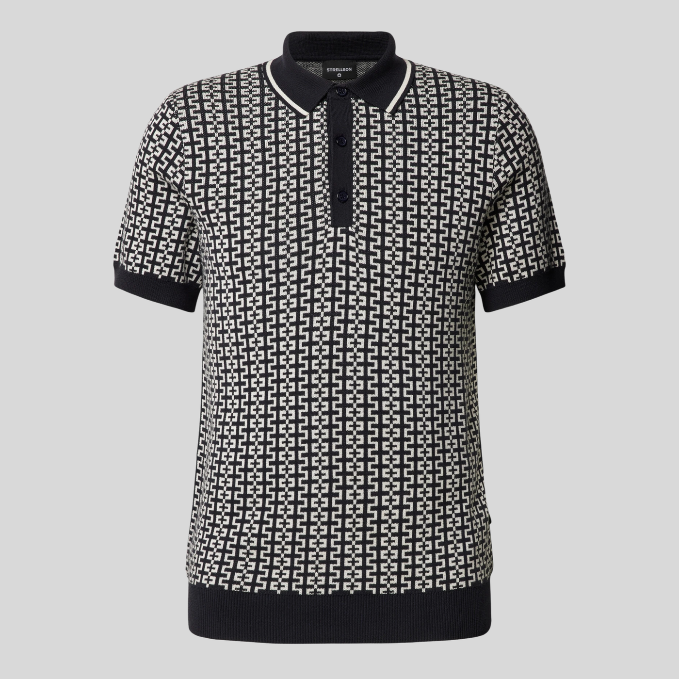 Gotstyle Fashion - Strellson Polos All-Over Geo Print Knit Polo - Dark Navy