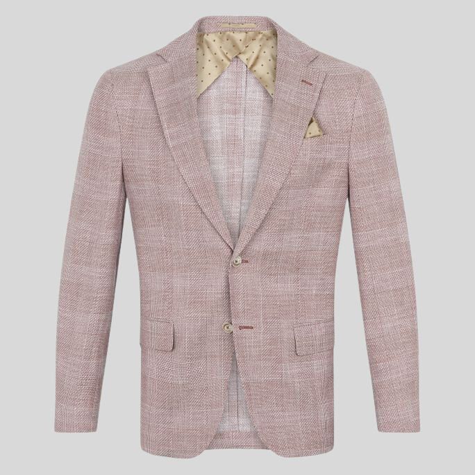 Gotstyle Fashion - Sand Blazers Glen Plaid Woven Blazer - Coral