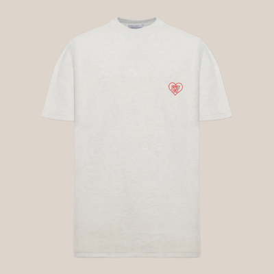 Heart Embroidered Logo Crew T-Shirt - White