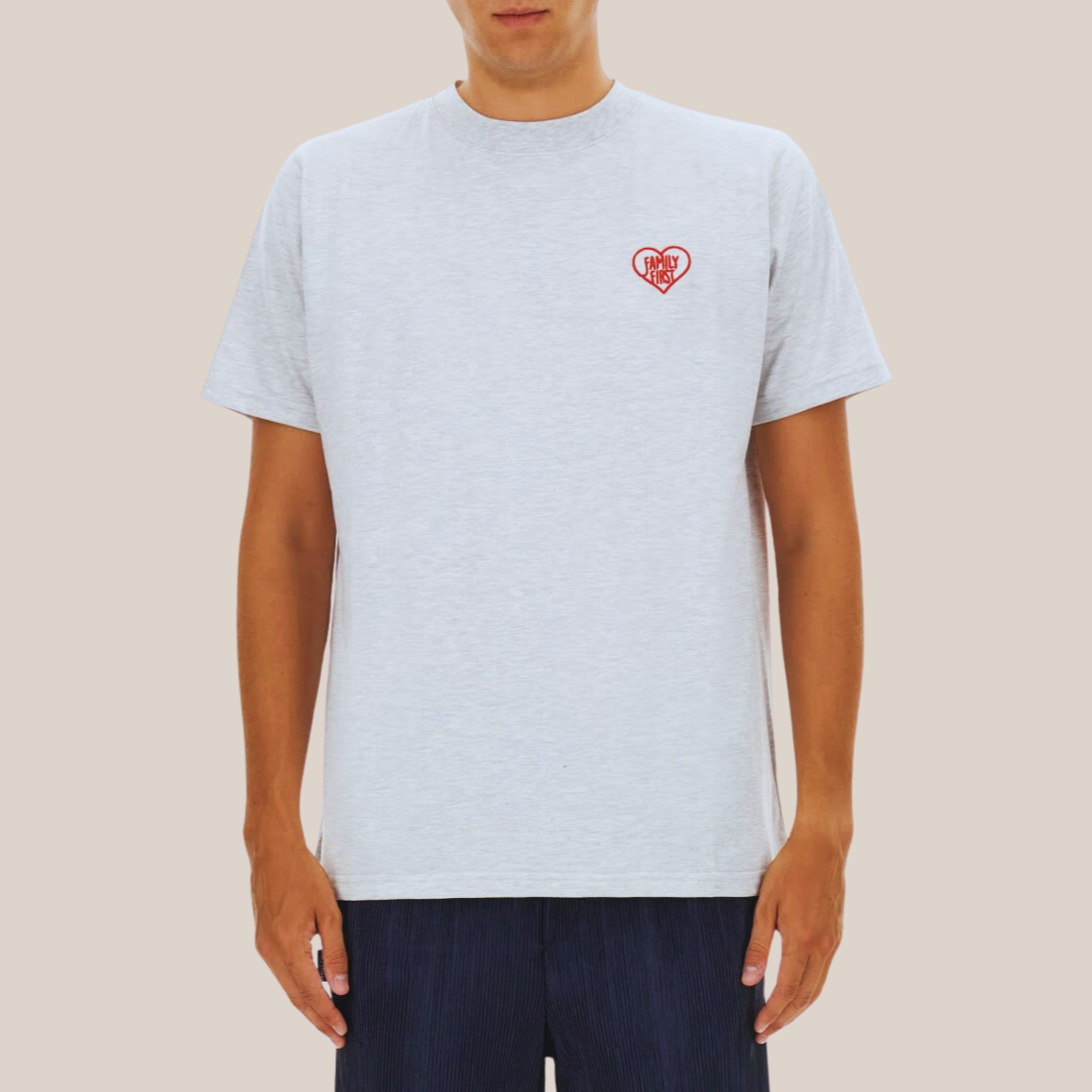 Heart Embroidered Logo Crew T-Shirt - White