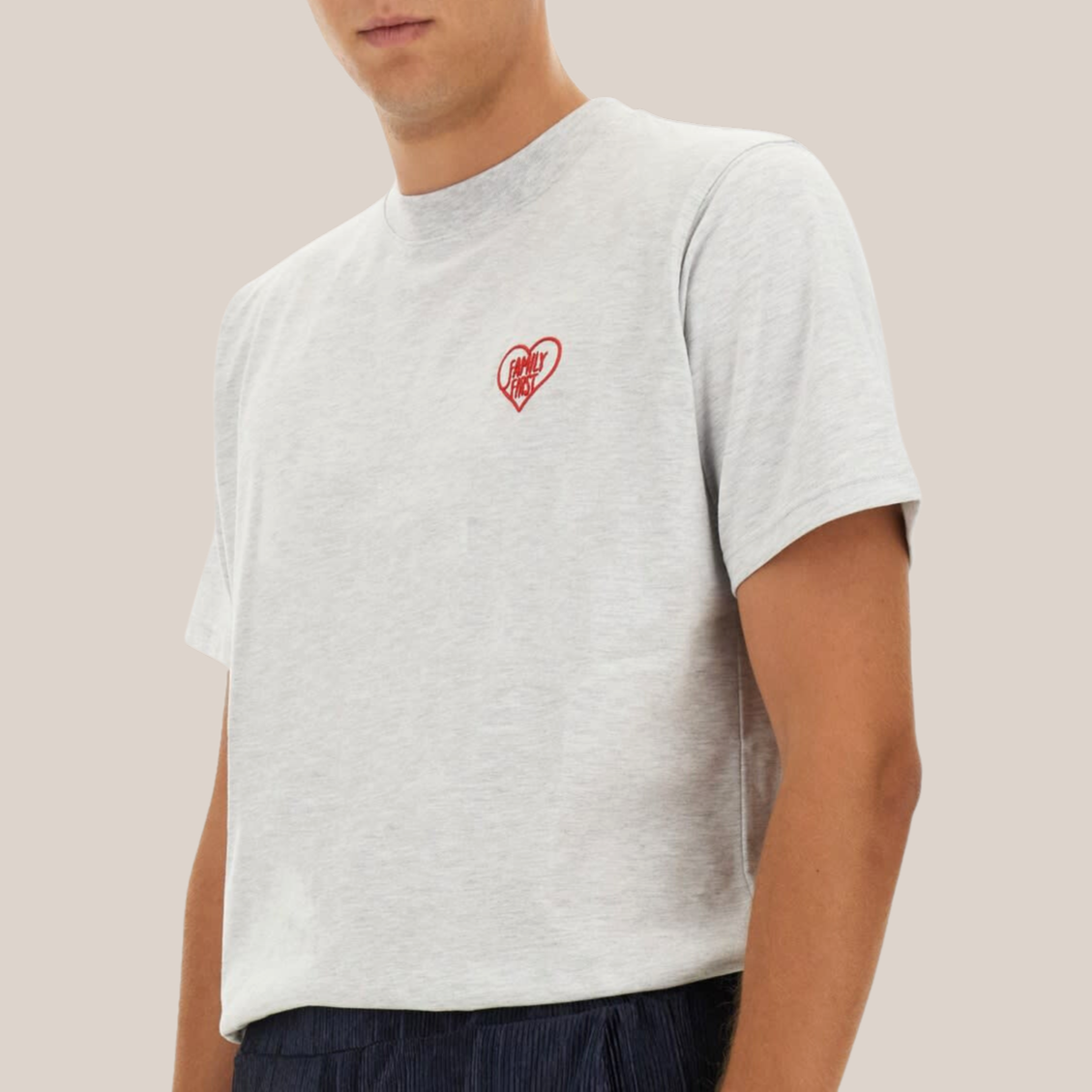 Heart Embroidered Logo Crew T-Shirt - White