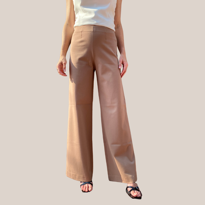 Gotstyle Fashion - Seductive Pants High Waist Wide Leg Stretch Pant - Tan