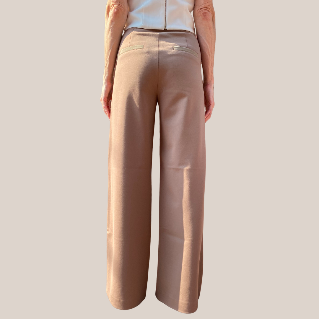 Gotstyle Fashion - Seductive Pants High Waist Wide Leg Stretch Pant - Tan