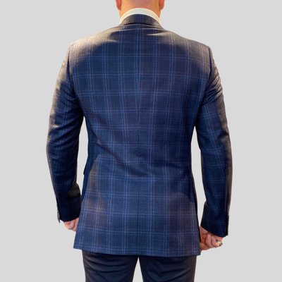 Gotstyle Fashion - Tombolini Blazers Plaid Checks Wool Blazer - Camel/Navy