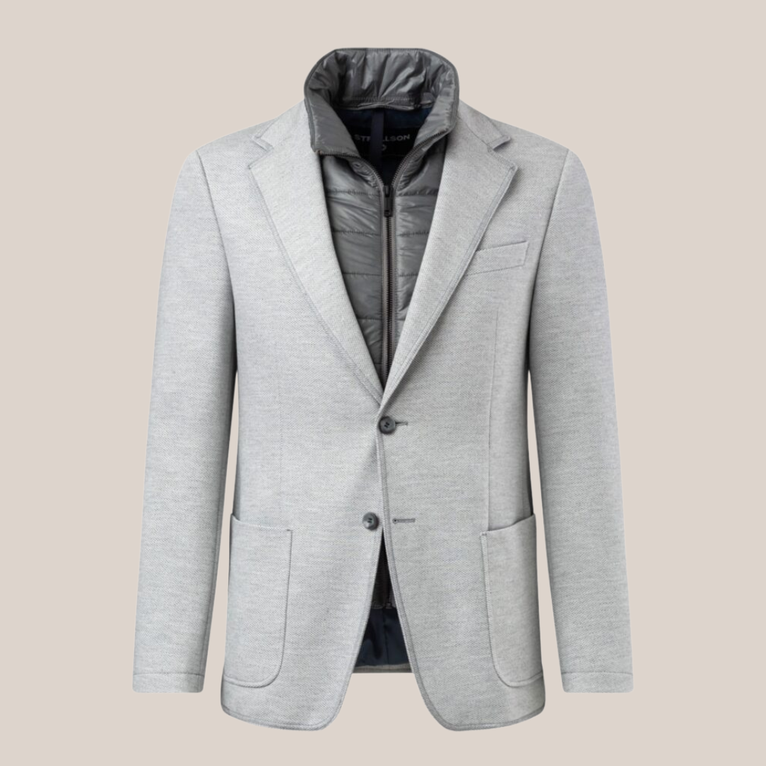 Patch Pocket Jersey Inlay Blazer - Light Grey