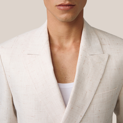 Gotstyle Fashion - Strellson Suits Mottled Linen Blend Double Breasted Suit Jacket - Off-White